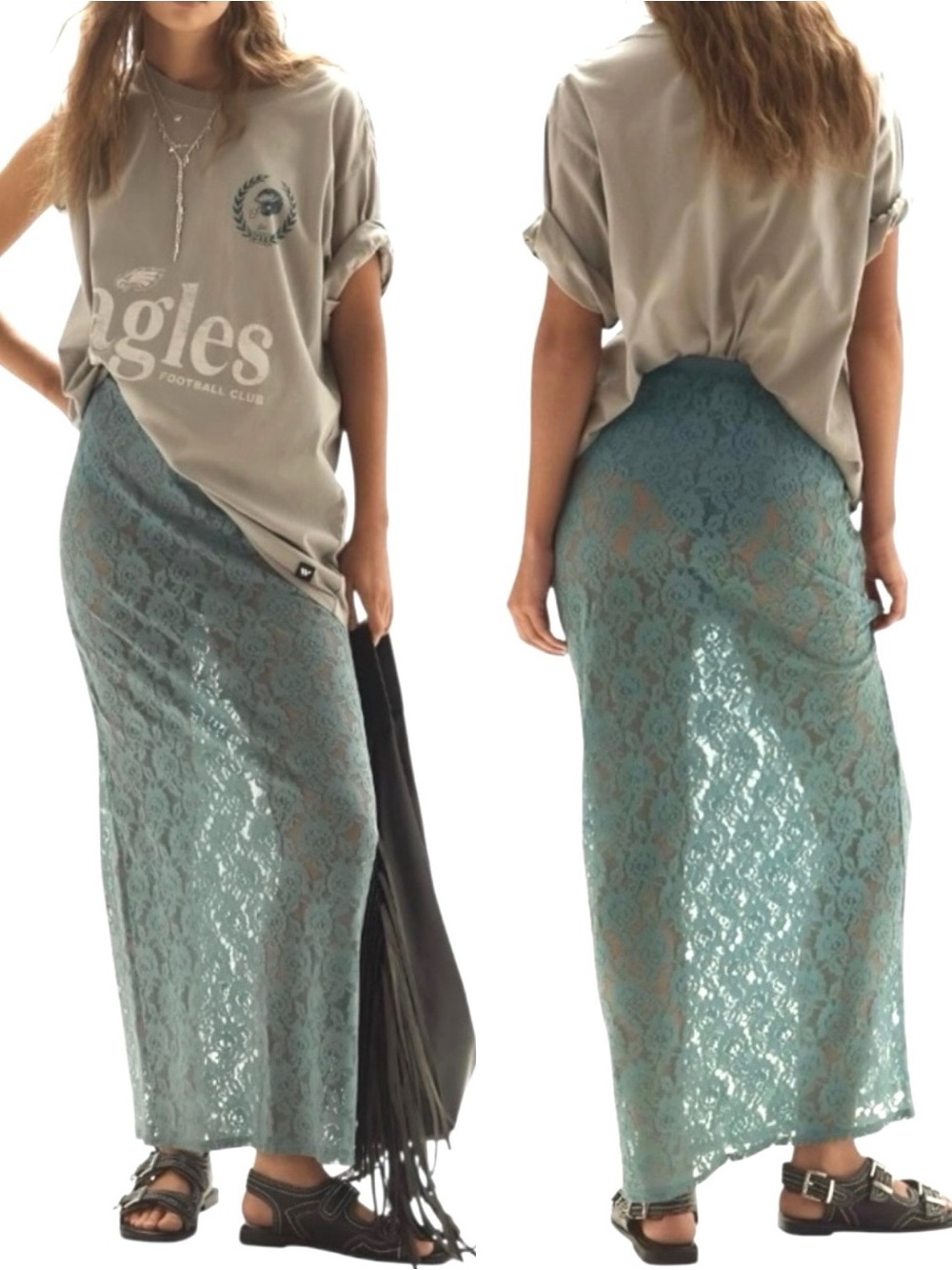 Anthropologie Sheer Lace Maxi Skirt